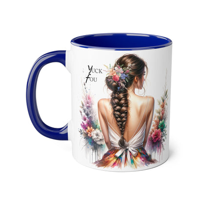 Floral Accent Mug with Yuck Fou Design – Gift for Coffee Lovers, Unique Home Decor, Flower Art Mug, Personalized Drinkware, Boho Style