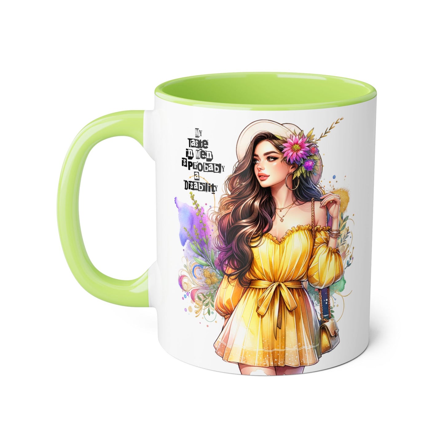 Funny Accent Mug - My Taste in Men is Probably a Disability Humor 11oz Cup