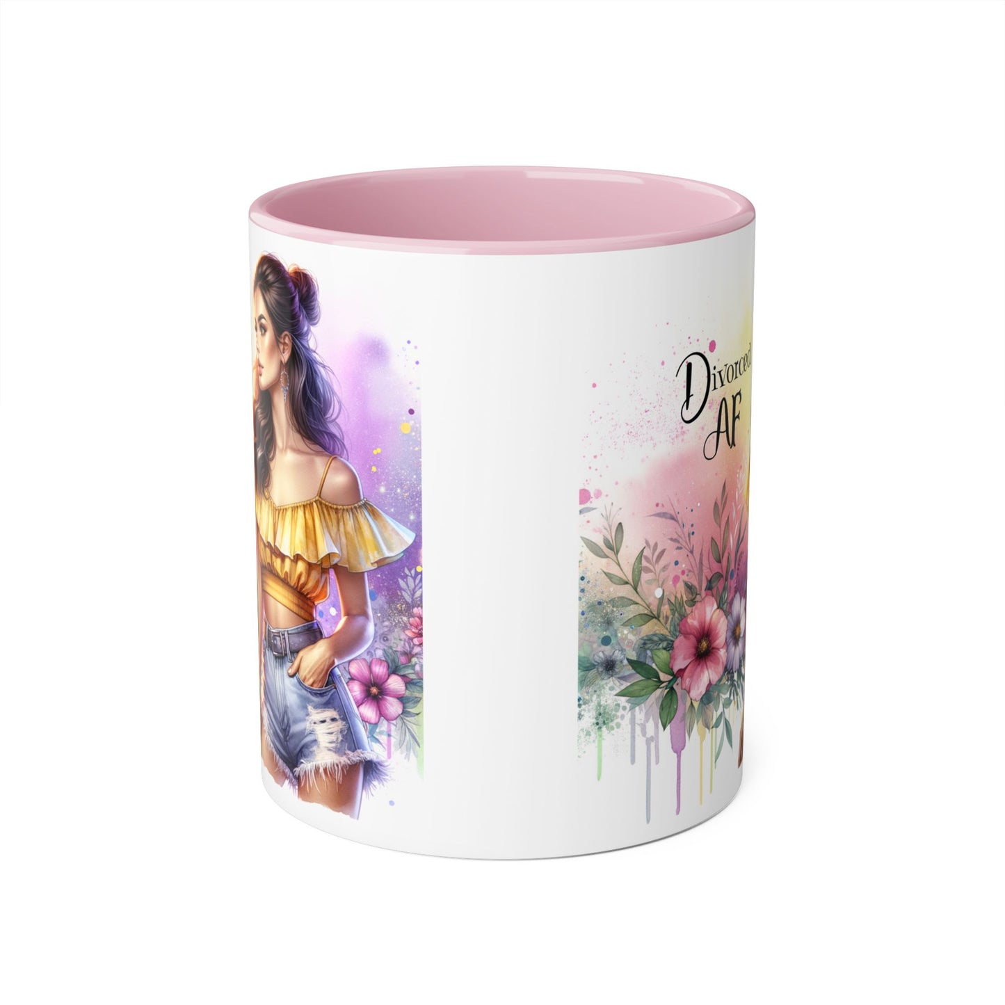 Divorced AF Accent Mug, Floral Coffee Cup, Empowerment Gift, Self-Care Mug, Funny Divorce Coffee Mug, Unique Drinkware