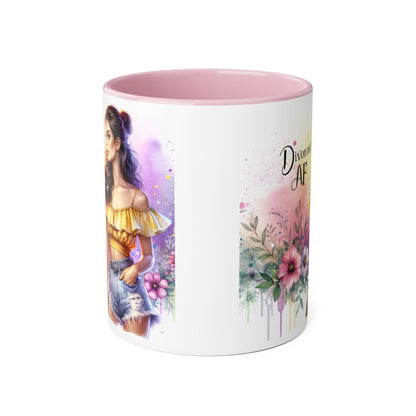 Divorced AF Accent Mug, Floral Coffee Cup, Empowerment Gift, Self-Care Mug, Funny Divorce Coffee Mug, Unique Drinkware
