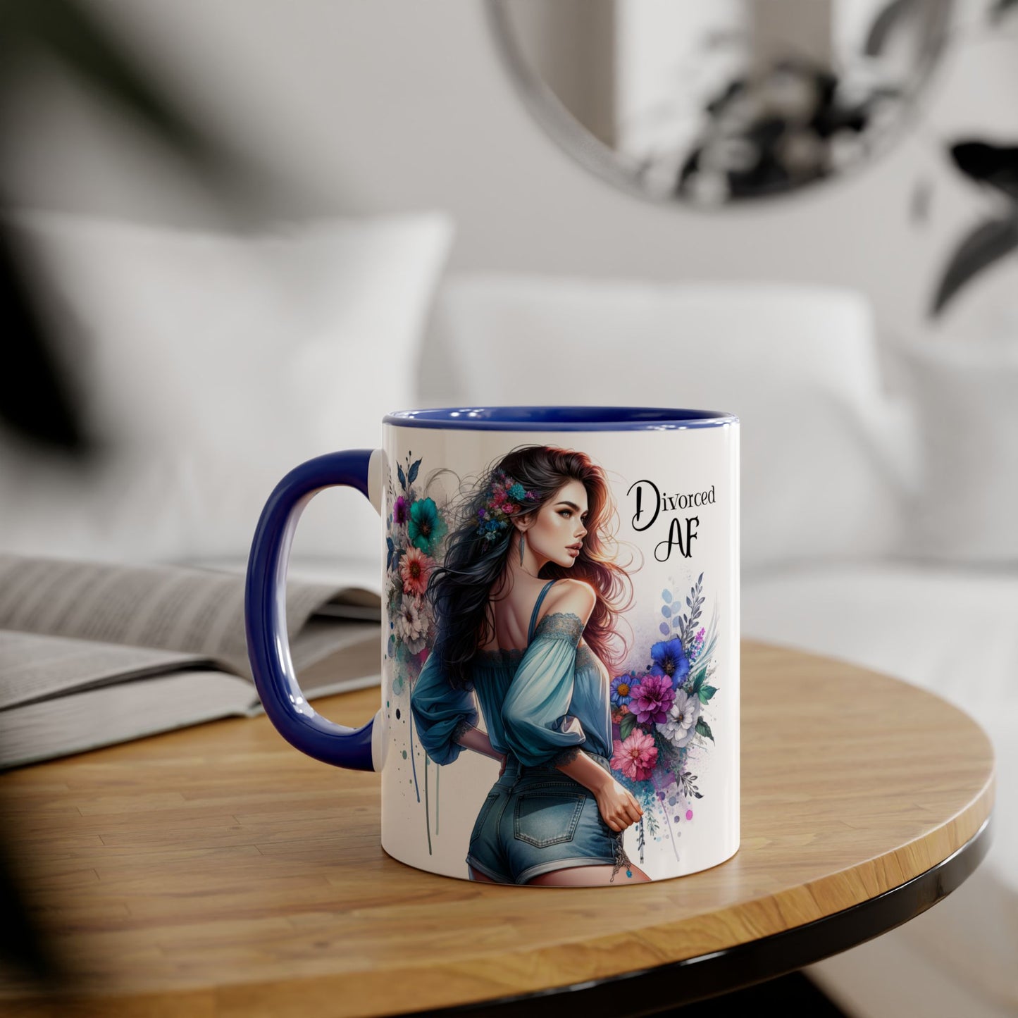 Divorced AF Accent Mug, 11oz Coffee Cups, Empowerment Gift for Newly Divorced, Funny Divorce Mug, Motivational Kitchen Decor