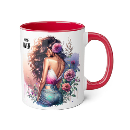Boho Chic Accent Mug - Perfect Gift for Coffee Lovers, Home Decor, Floral Art, Unique Design, Game Over Theme