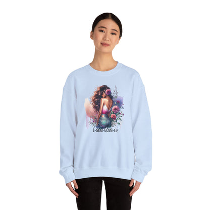 1-800-Boys-Lie Boss Babe Floral Sweatshirt | Unisex Comfortable Crewneck, Trendy Gift for Her, Affirmation Clothing, Cozy Fashion