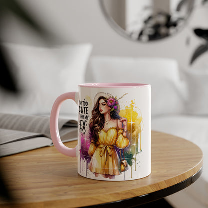Cute Ex-Related Accent Mugs, 11oz - Quirky Gifts, Funny Coffee Cup, Relationship Humor, Self-Love Mug, Colorful Artwork