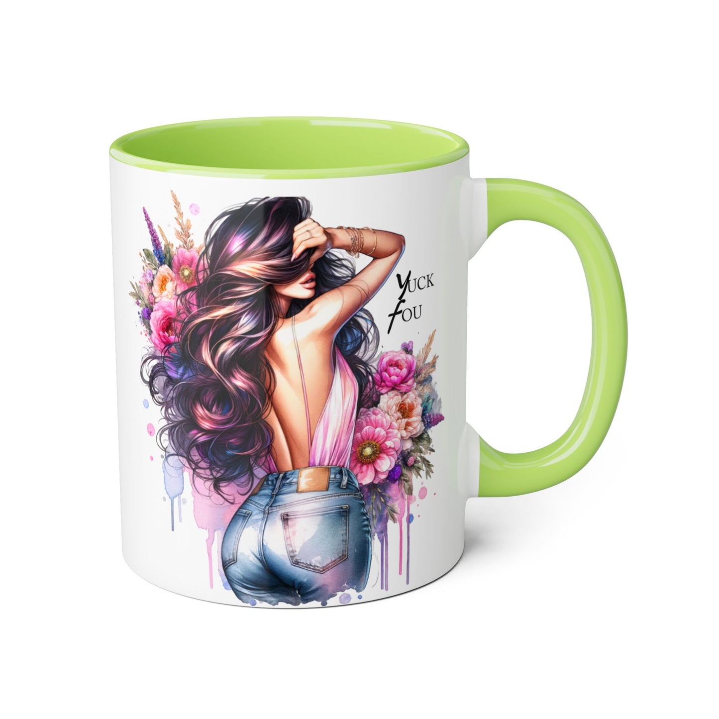Yuck Fou Floral Drama Mug: 11oz Accent Coffee Cup for Unique Gifts, Home Decor, Inspirational Quotes, Floral Artistry, Fun Collectibles