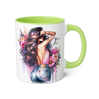 Yuck Fou Floral Drama Mug: 11oz Accent Coffee Cup for Unique Gifts, Home Decor, Inspirational Quotes, Floral Artistry, Fun Collectibles