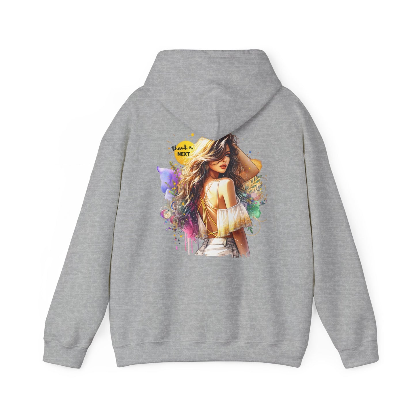 Thank U, Next Vibrant Art Hoodie - Stylish Unisex Sweatshirt with Colorful Design, Casual Wear, Gift Idea for Festivals, Cozy Layering