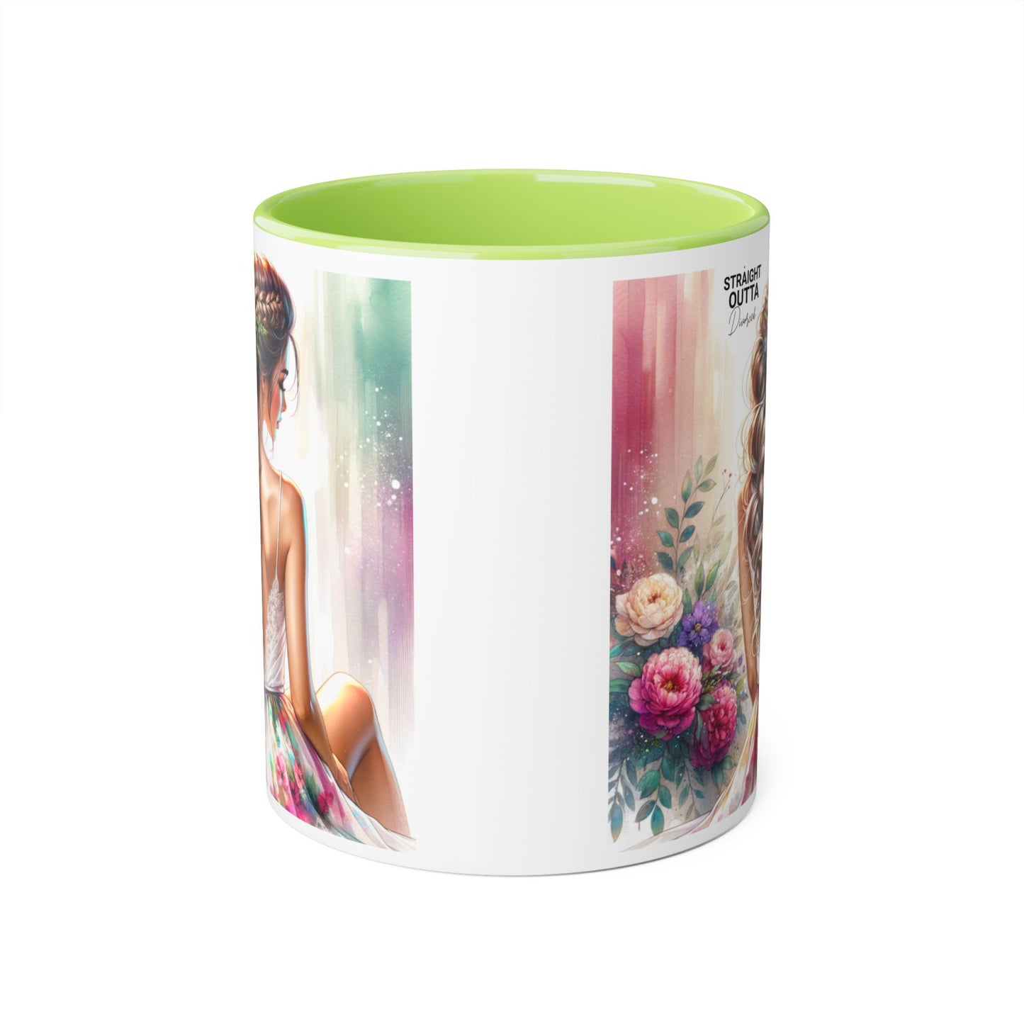 Straight Outta Divorced Humoristic Elegant Floral Accent Mug, Artistic Coffee Cup, Gift for Her, Home Decor, Tea Lover's Mug, Birthday Gift Idea, Wedding Favor