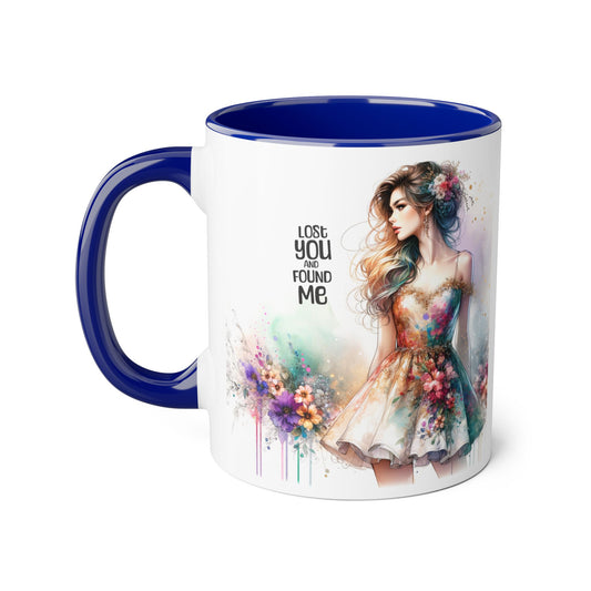 Lost You and Found Me Elegant Floral Accent Mug - Lost You Found Me, Coffee Lover Gift, Unique Drinkware, Artistic Home Decor, Empowering Message Mug