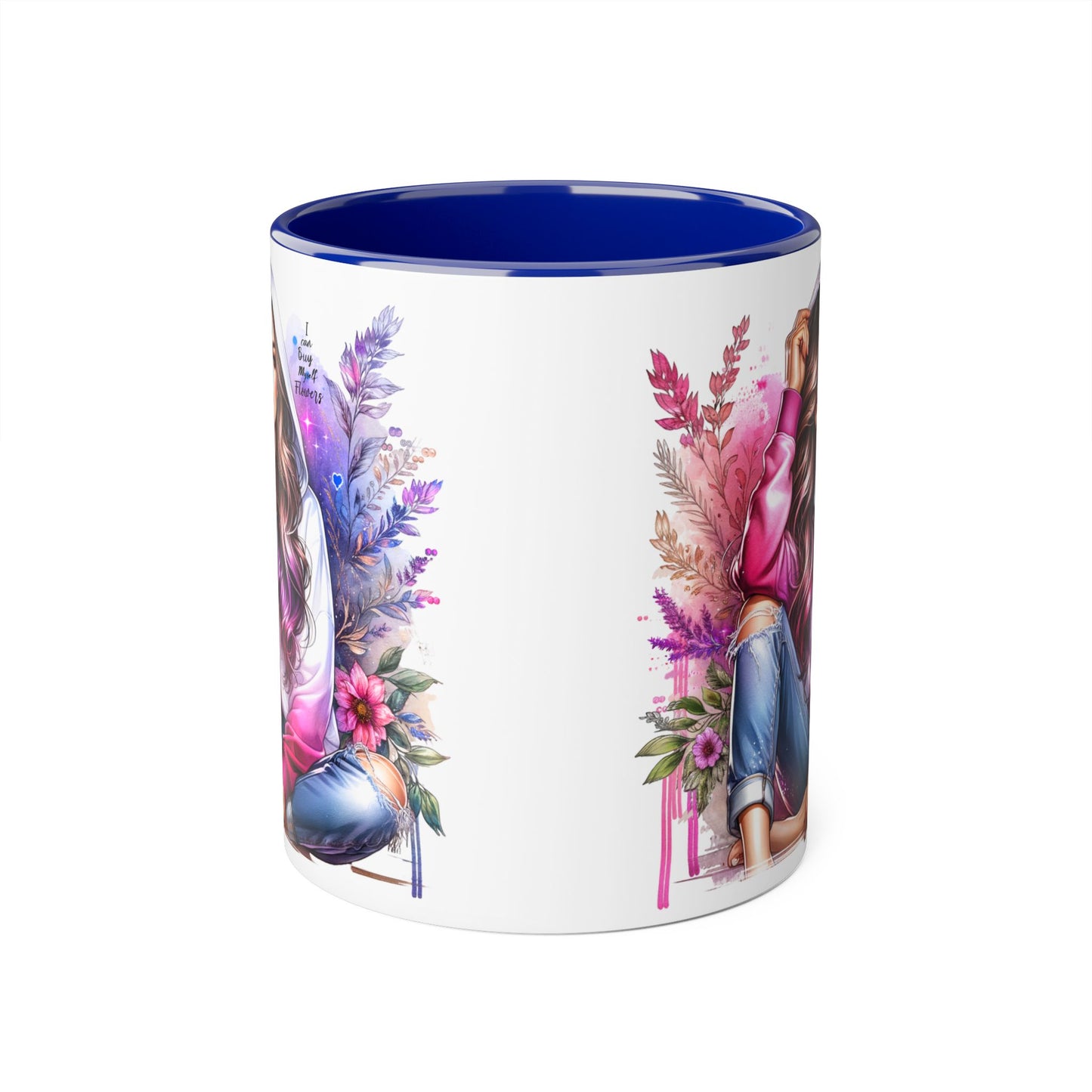 I Can Buy Myself Flowers Chic Floral Accent Mug, Unique Coffee Cup for Women, Gift for Her, Artful Tea Cup, Birthday Mug, Cozy Coffee Drinkware