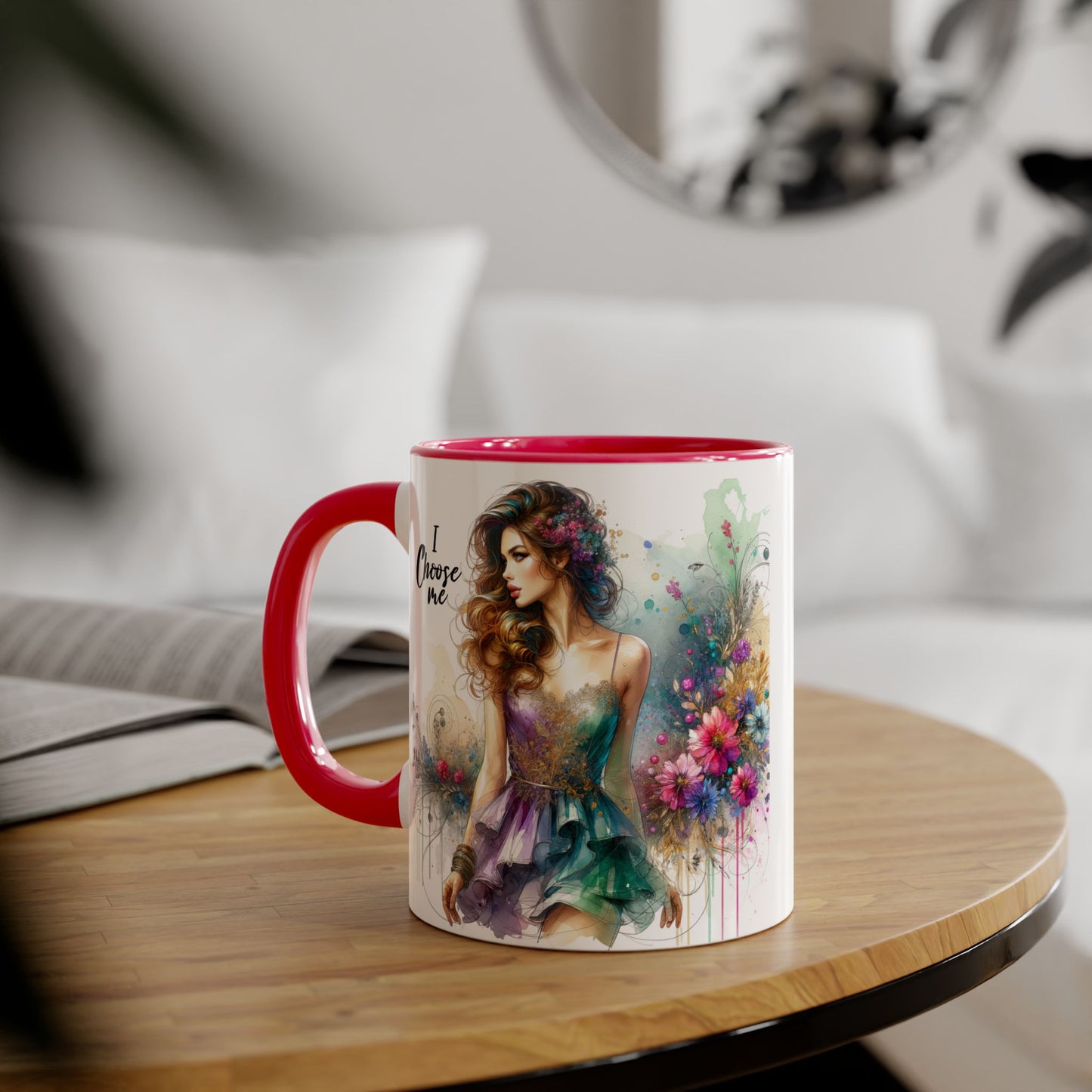 I Choose Me Empowerment Accent Mug - I Choose Me, Inspirational Coffee Cup, Self-Love Gift, Women’s Empowerment, Floral Décor, Motivational Drinkware