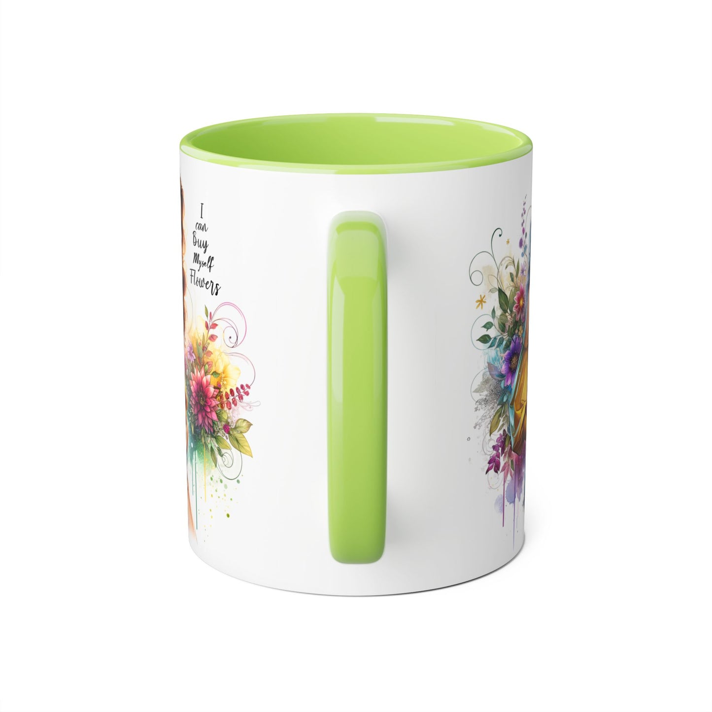 I Can Buy Myself Flowers Floral Art Accent Mug, Inspirational Coffee Cup, Unique Gift for Her, Flower Lover’s Mug, Home Decor Kitchenware