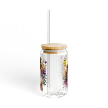 Lost You and Found Me Stylish Sipper Glass, 16oz - Floral Design Drinkware, Perfect for Summer Gatherings, Gift for Friends, Eco-Friendly, Home Decor