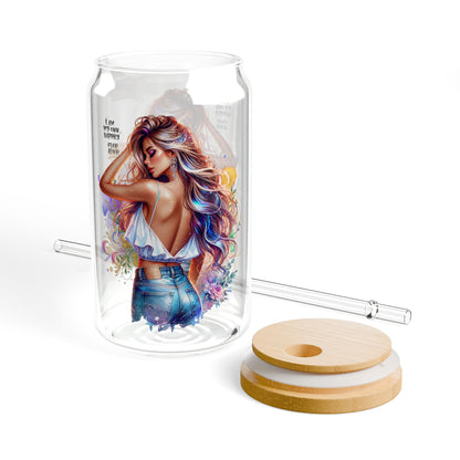 I Am My Own Happily Ever After Stylish 16oz Sipper Glass with Straw - Perfect for Summer Drinks