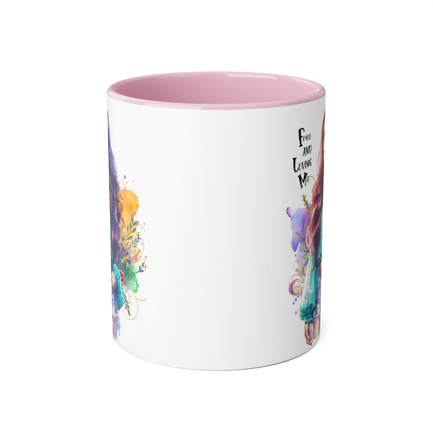 Free and Loving Me Bohemian Accent Mug with Inspirational Quote, Free and Love Me, Unique Gift for Coffee Lovers, Artistic Mugs for Women, Colorful Drinkware