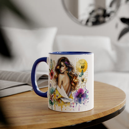 Single AF Colorful Motivational Accent Mug with Floral Design, Perfect for Gifts and Daily Inspiration
