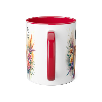 Free and Loving Me Empowering Quote Accent Mug, Inspirational Coffee Mug, Floral Design Mug, Unique Gift for Women, Motivational Drinkware