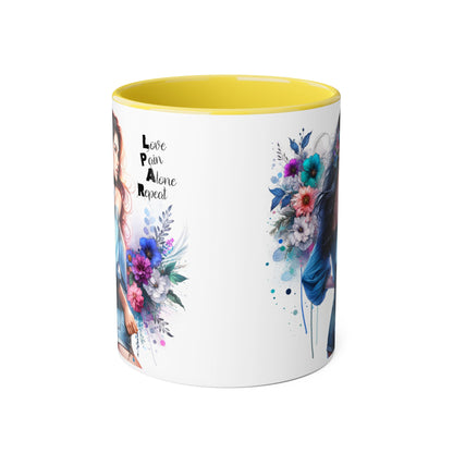 Floral Accent Mug, Inspirational Coffee Cup, Love Yourself Gift, Unique Drinkware, Artistic Ceramic Coffee Mug
