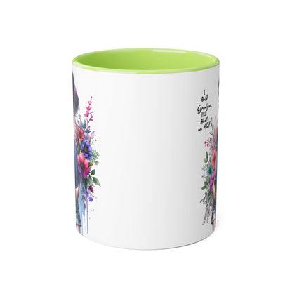 I Hold Grudges, I'll Heal in Hell  Humoristic Floral Accent Mug, 11oz Coffee Cup for Grandma, Gift for Her, Birthday Present, Mother's Day, Home Decor, Floral Design