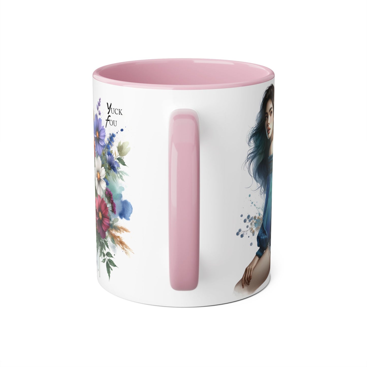 Bohemian Accent Mug - Yuck Fou Floral Design, Gift for Artists, Unique Coffee Cup, Home Decor, Stylish Drinkware
