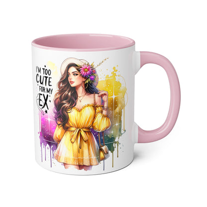 Cute Ex-Related Accent Mugs, 11oz - Quirky Gifts, Funny Coffee Cup, Relationship Humor, Self-Love Mug, Colorful Artwork