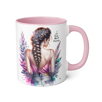 I Can Buy Myself Flowers Floral Inspirational Accent Mug - Perfect Gift for Women, Coffee Lovers, Housewarming, Birthdays, or Motivational Decor