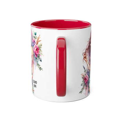 Floral Motivational Mug: "Dump Him" Coffee Cup, Gift for Friends, Inspirational Drinkware, Self-Care Coffee Mug, Cute Floral Mug