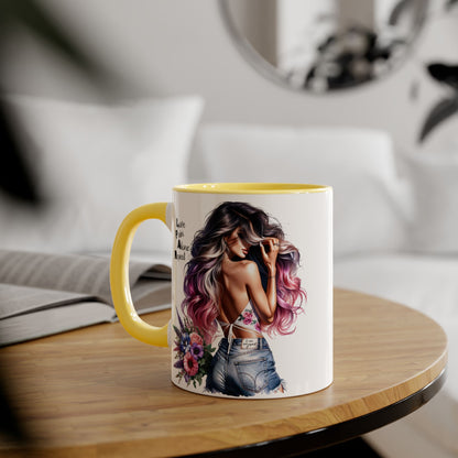 Vibrant Floral Accent Mug - Love Pain Alone Repeat, Coffee Lover Gift, Inspirational Drinkware, Art Mug, Stylish Home Decor