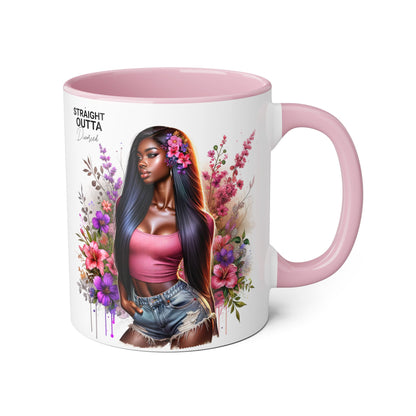 Straight Outta Divorced Humoristic Floral Accent Mug