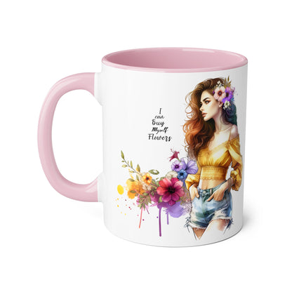 I Can Buy Myself Flowers Floral Bohemian Accent Mug - Perfect Gift for Flower Lovers, Art Enthusiasts, Home Decor, Spring Celebrations, Coffee Lovers