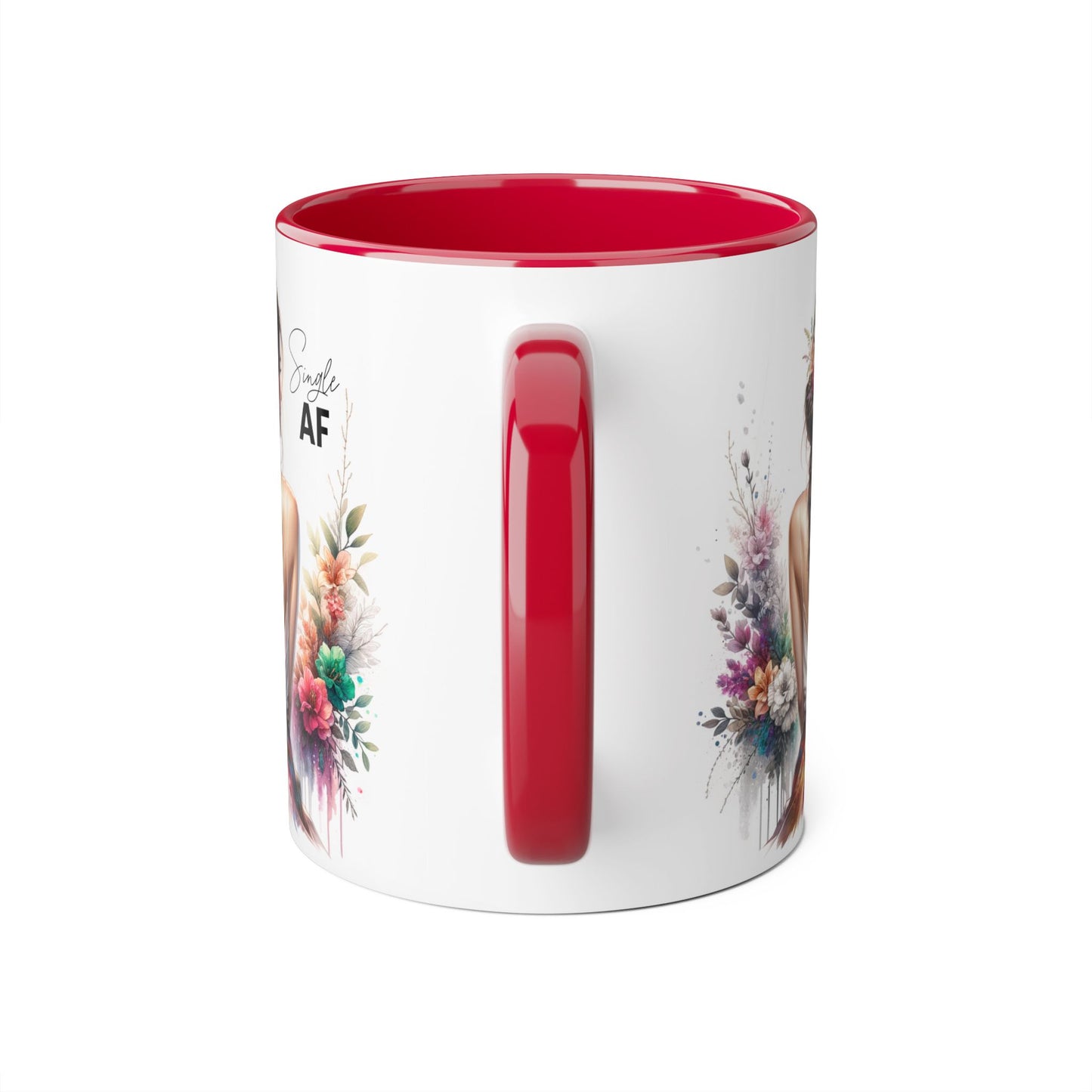 Single AF Bohemian Accent Mug - Smile AF, Floral Coffee Cup, Gift for Her, Inspirational Drinkware, Home Décor, Unique Present