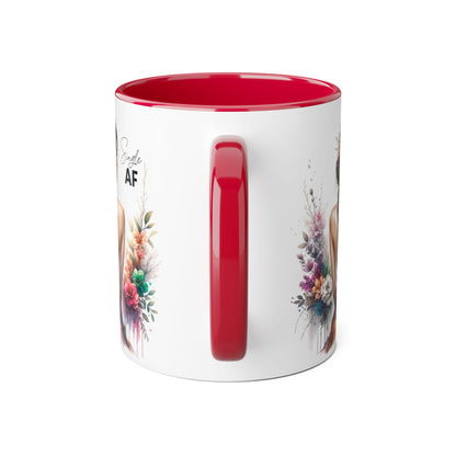 Single AF Bohemian Accent Mug - Smile AF, Floral Coffee Cup, Gift for Her, Inspirational Drinkware, Home Décor, Unique Present