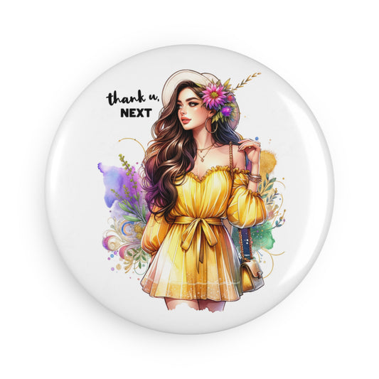 Thank U, Next  Decorative Round Magnet, Gifts for Her, Refrigerator Decor, Chic Home Accessory, Unique Birthday Gift