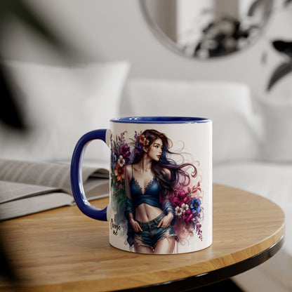 Floral Accent Mug, I Choose Me Design, Artistic Coffee Cup, Gift for Her, Home Décor, Tea Lover’s Essential