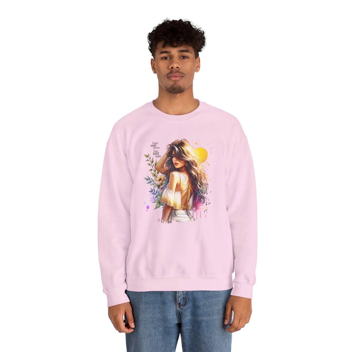 I Don`t  Make Mistakes, I Just Date Them Chic Floral Art Crewneck Sweatshirt, Cozy Gift for Her, Casual Wear, Fashionable Sweatshirt, Relaxed Style
