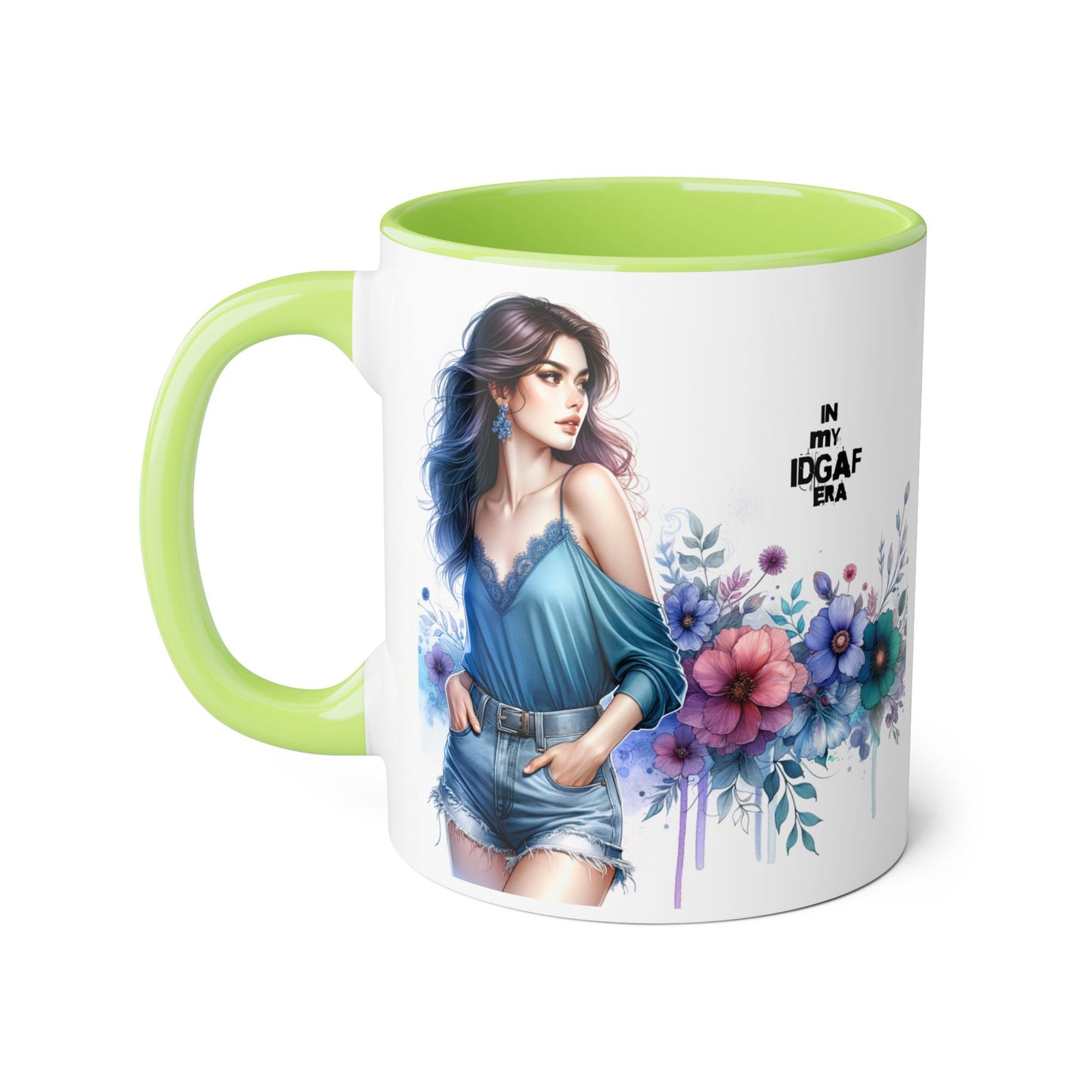 Chic IDGAF Accent Mug, Floral Art, Gift for Her, Coffee Lover, Unique Decor, Trendy Mug, Self-Care Gift