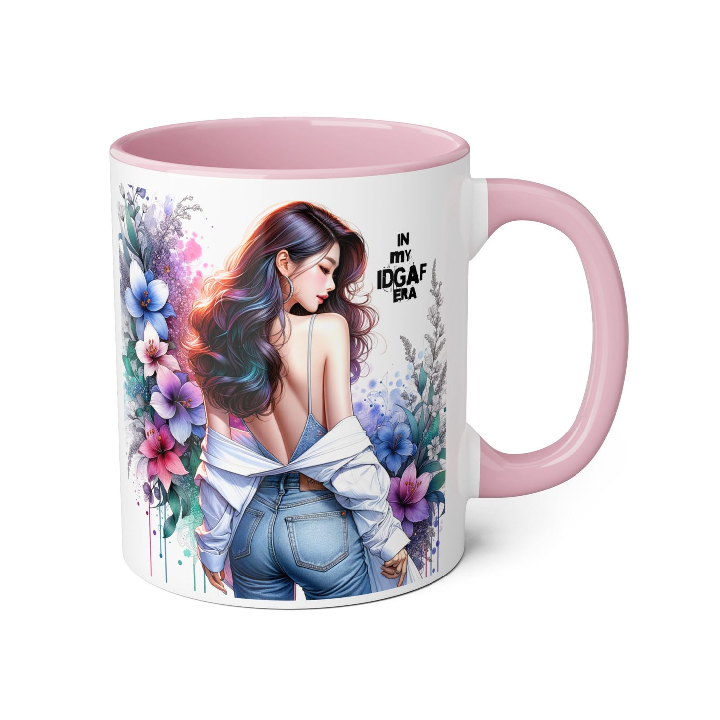 Floral Graphic Accent Mug, Gift for Her, Coffee Tea Mug, Unique Housewarming Present, My IDGAF Era