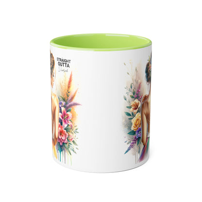 Straight Outta Divorced Humoristic Artistic Accent Mugs, 11oz | Botanical Floral Designs | Perfect Gift for Art Lovers, Home Decor, Birthday, Coffee Enthusiasts, Tea Lovers