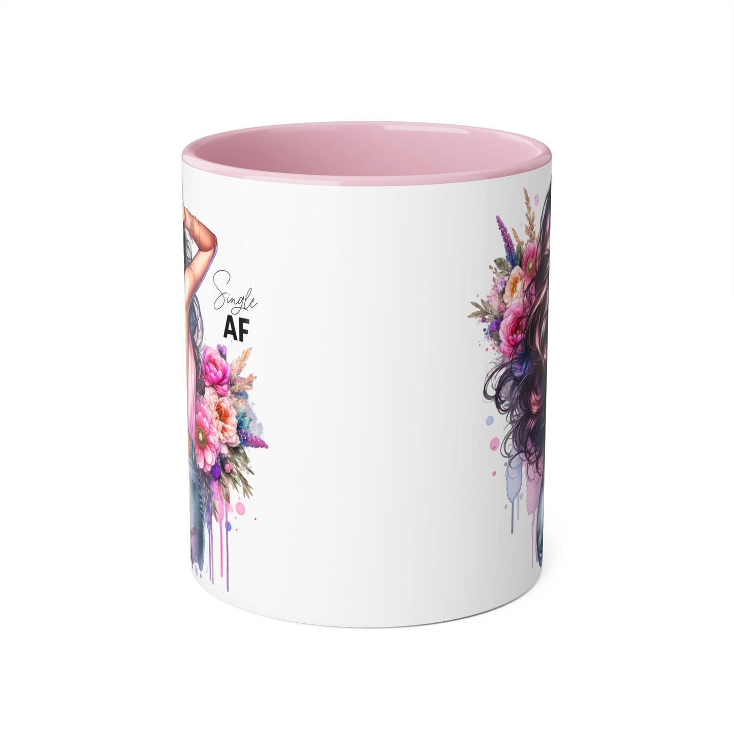 Single AF Chic Floral Accent Mug, Stylish Coffee Cup, Gift for Her, Trendy Home Decor, Birthday Present, Self-Love Reminder