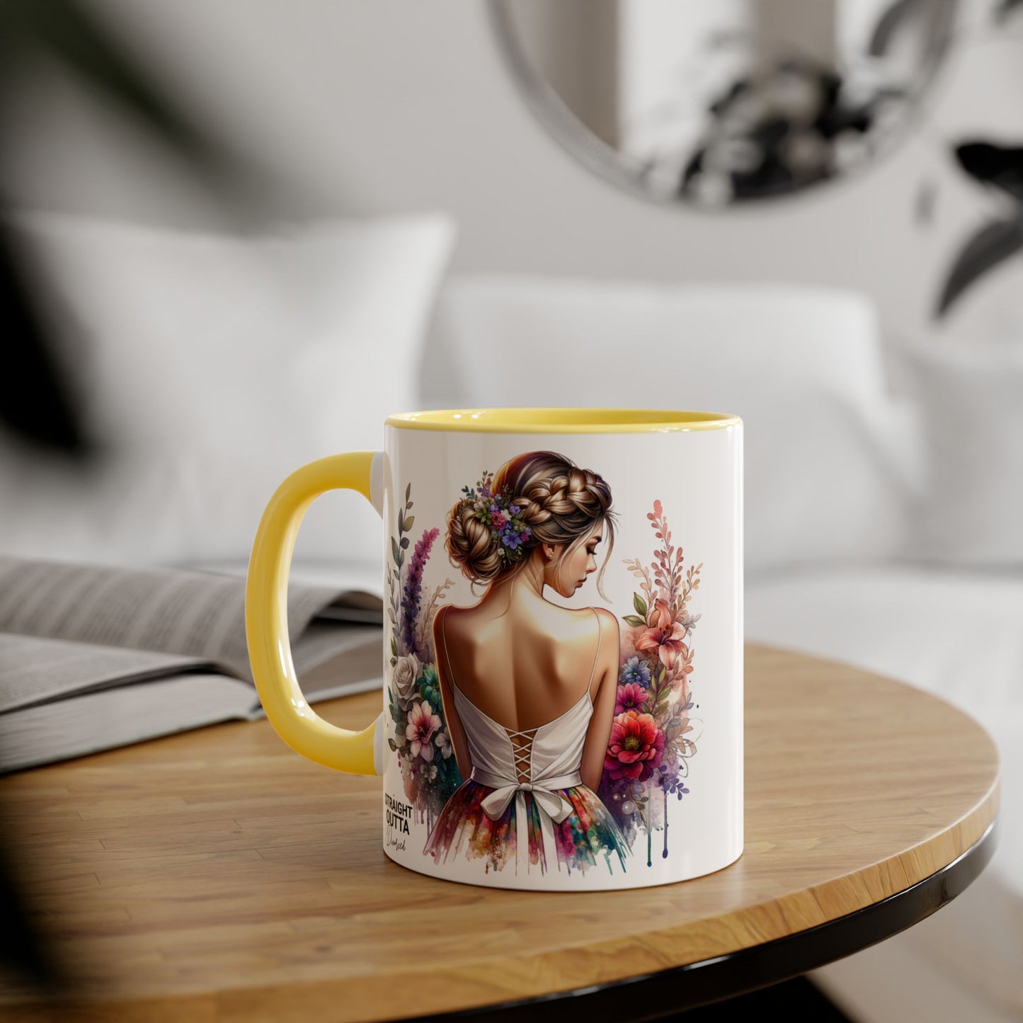Straight Outta Divorced Humoristic Floral Art Mug, Personalized Gift Mug, Wedding Gift, Coffee Mug, Inspirational Mug, Colorful Accent Mug