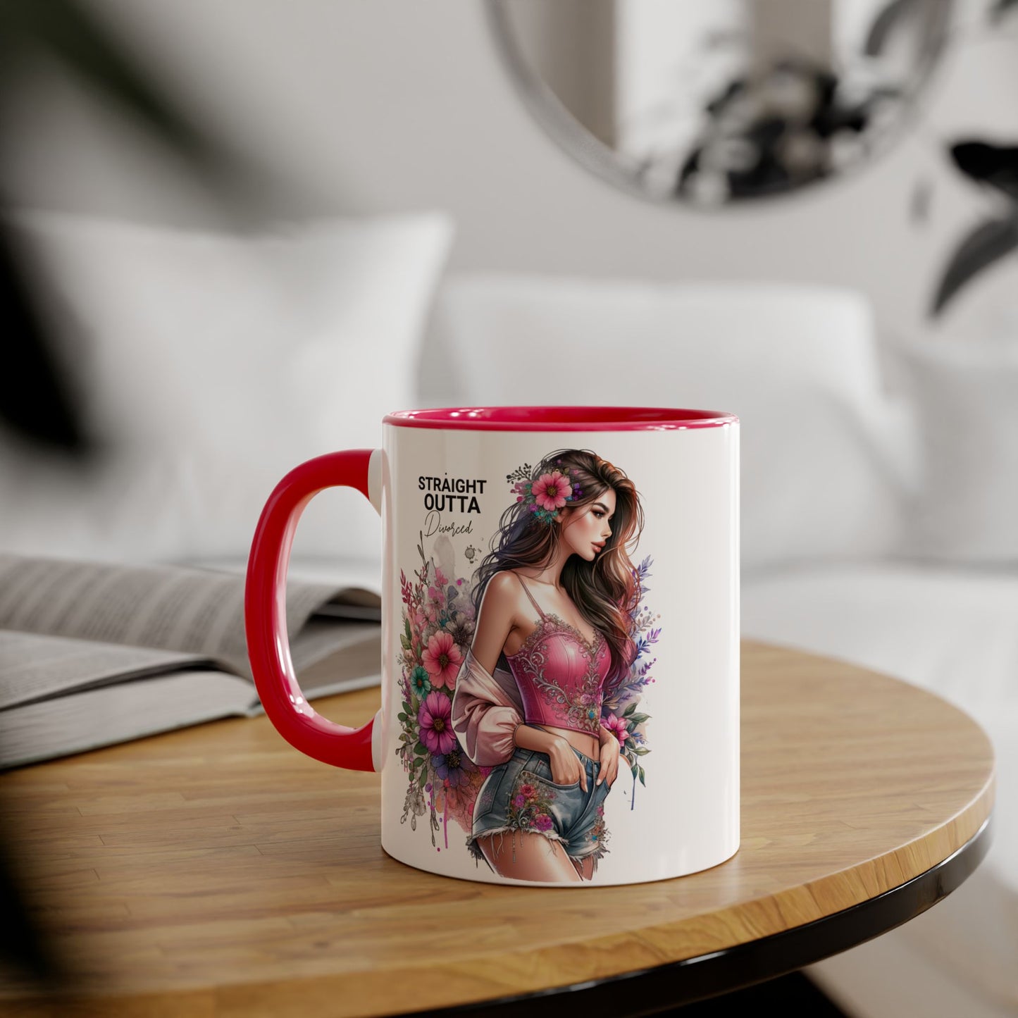 Straight Outta Divorced Humoristic Floral-Inspired Accent Mug, Perfect for Gifts, Home Decor, Coffee Lovers, Tea Enjoyers