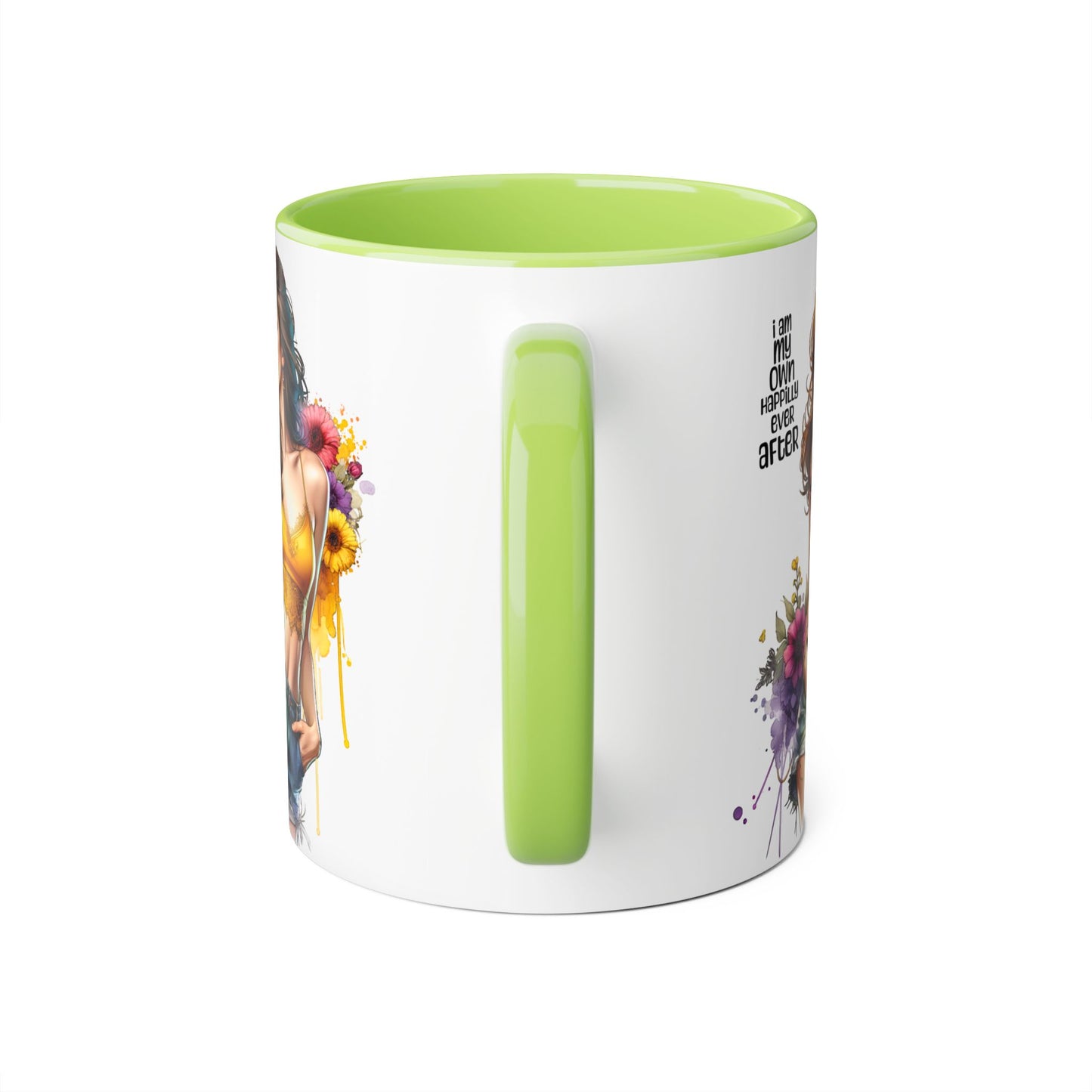 I Am My Own Happily Ever After Empowering Accent Mug, Inspirational Coffee Cup, Self-Love Gift, Vibrant Artwork Mug, Unique Floral Design, Cute Kitchen Decor