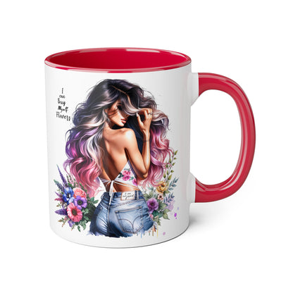 I Can Buy Myself Flowers Floral Accent Mug, Trendy Coffee Cup for Flower Lovers, Gift for Garden Enthusiasts, Home & Office Decor, Unique Floral Design