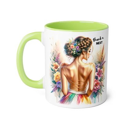 Thank U, Next Floral Artwork Accent Mug, Thank U Next Coffee Mug, Gift for Her, Floral Style Drinkware, Unique Home Decor
