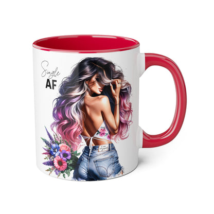 Single AF Bold Floral Single AF Accent Mug - Perfect for Coffee Lovers, Gifts for Her, Self-Care, Celebration, Home Decor