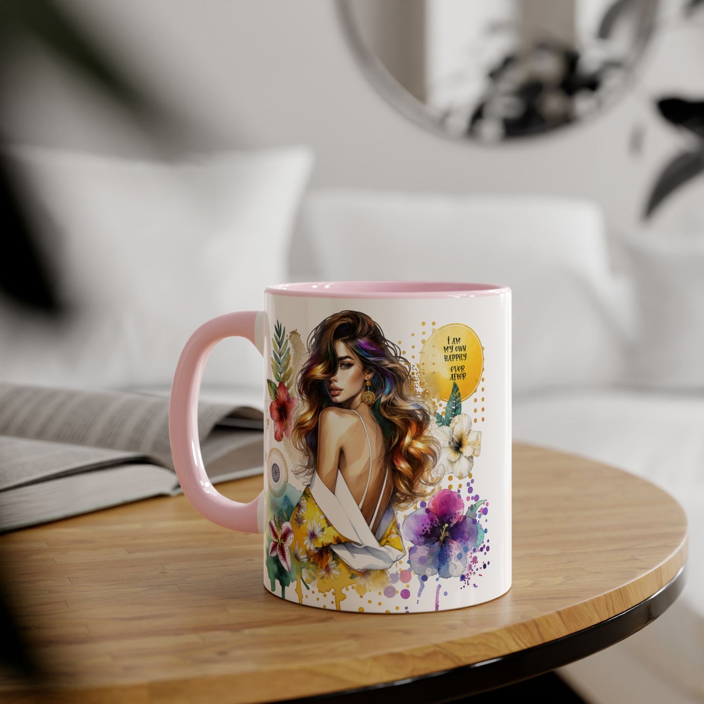 I Am My Own Happily Ever After Inspirational Floral Accent Mug - 11oz Motivational Coffee Cup for Women