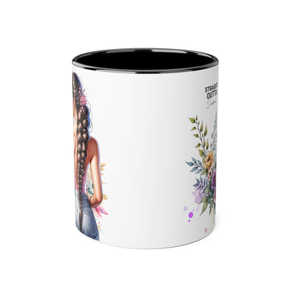 Straight Outta Divorced Humoristic Accent Mug | Floral Design Coffee Mug, Gift for Her, Inspirational Mug, Home Decor, Birthday Gift