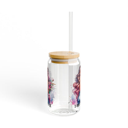 1-800-Boys-Lie Chic Sipper Glass with Straw, Trendy Beverage Container, Perfect Gift for Friends, Eco-Friendly Glass, 1-800-BOYS-LIE