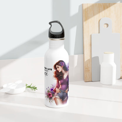 I'm Too Cute For My Ex  Stainless Steel Water Bottle for Her, Funny Gift for Friends, Eco-Friendly Sports Bottle, Floral Design, Hydration Accessory