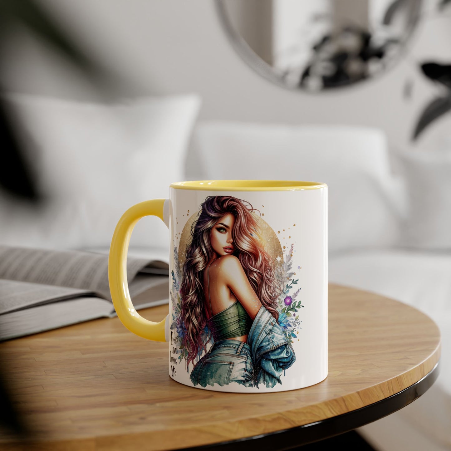 Artistic Accent Mug, Colorful Coffee Cup, Unique Gift for Her, Dreamy Floral Design, Ideal for Birthdays, Self-Care Moments